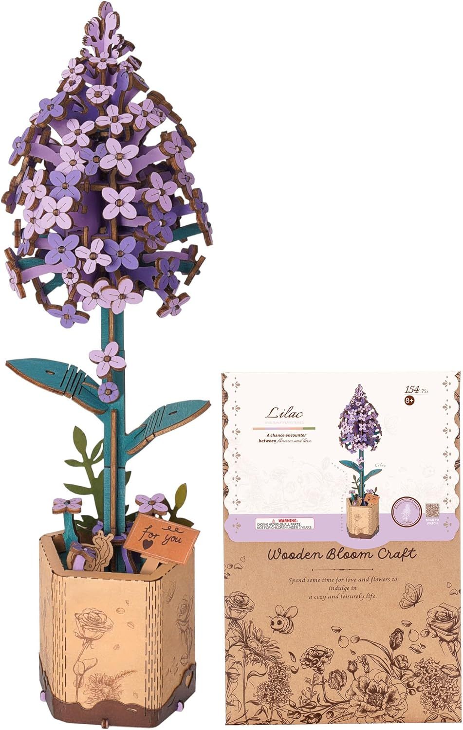 ROBOTIME 3D Puzzle Flowers Wooden Model Kits For Adults To Build, Artificial Flowers For Decoration, Home Decor Accessories Living Room, Gifts For Women On Valentine's Day, Flower Bouquet TW021