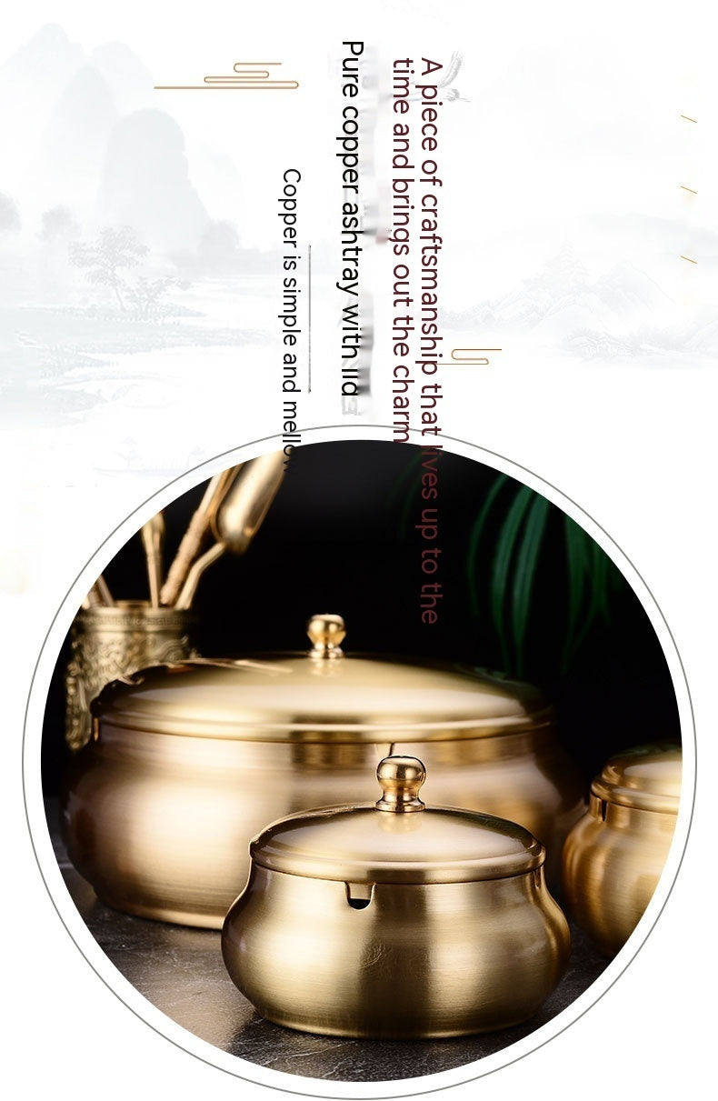Chinese Style Fashion Treasure Pure Copper Ashtray Home, Living Room, Office Decoration