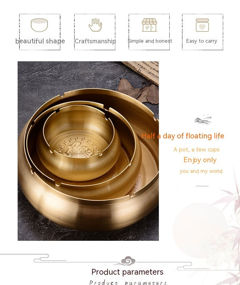 Chinese Style Fashion Treasure Pure Copper Ashtray Home, Living Room, Office Decoration