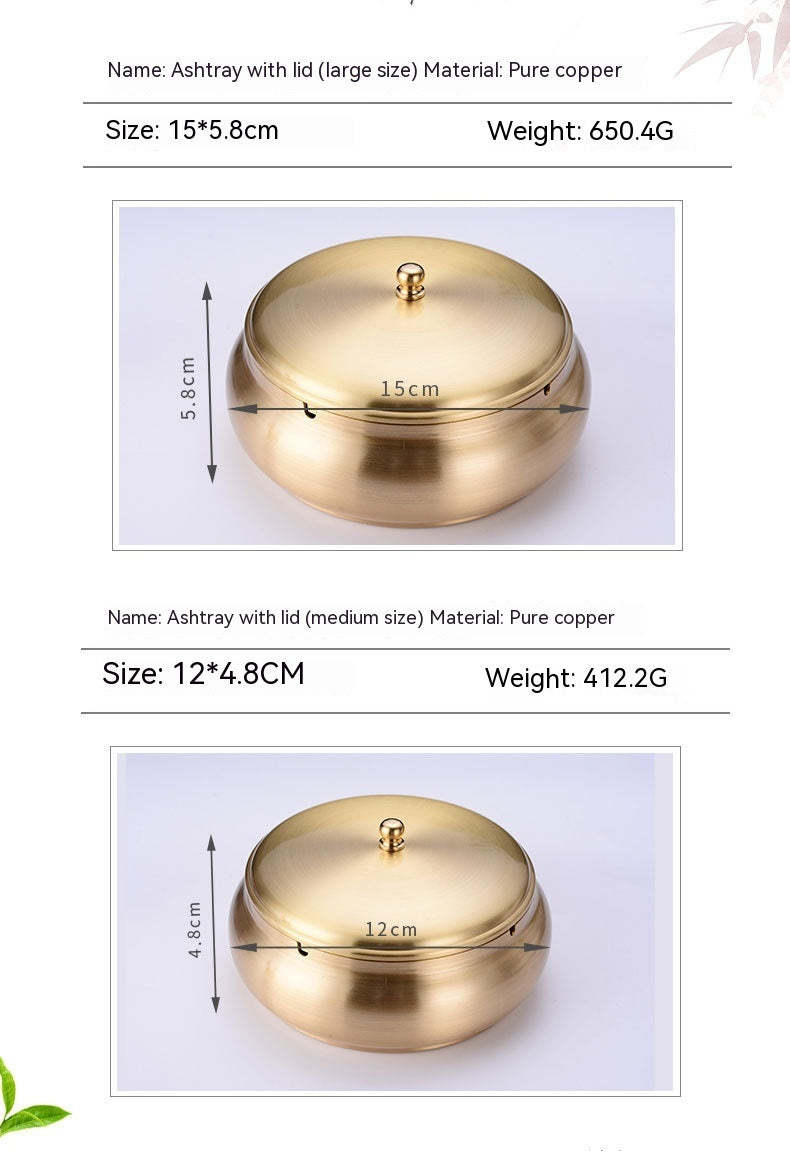 Chinese Style Fashion Treasure Pure Copper Ashtray Home, Living Room, Office Decoration