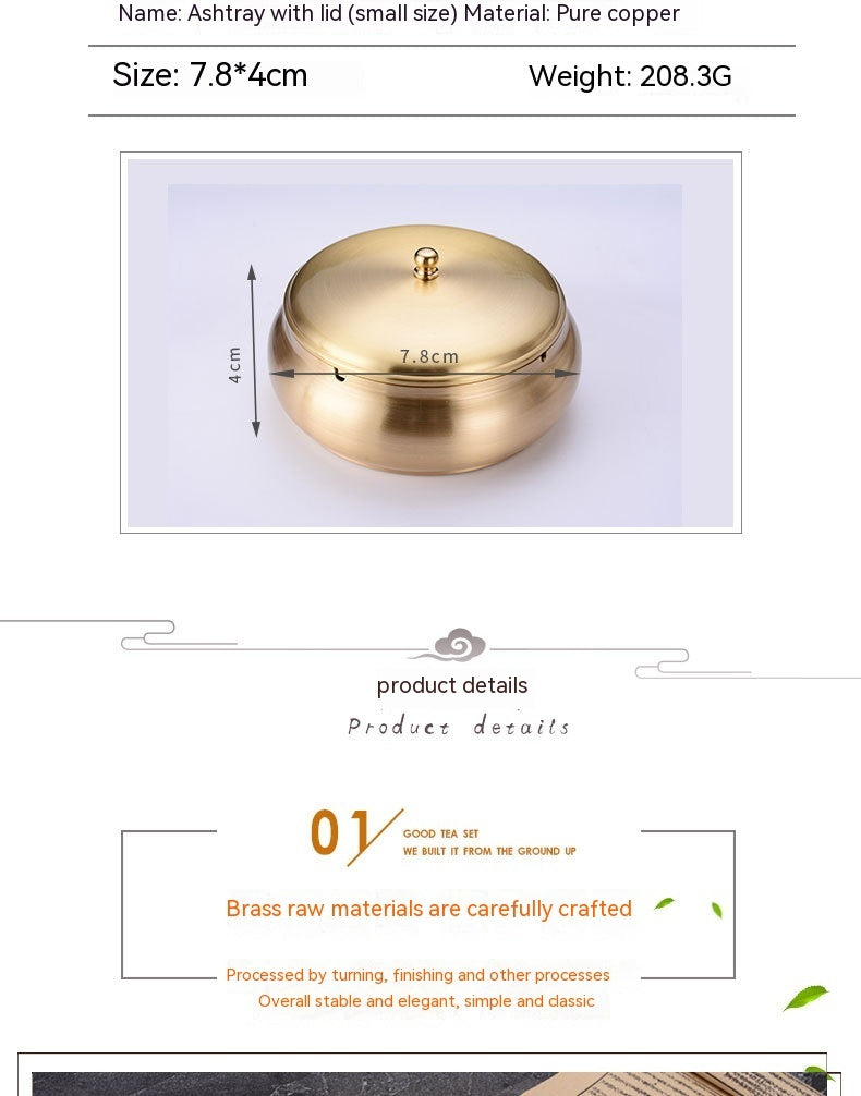 Chinese Style Fashion Treasure Pure Copper Ashtray Home, Living Room, Office Decoration
