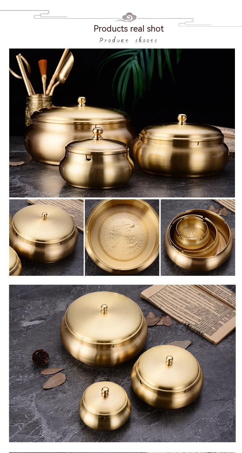 Chinese Style Fashion Treasure Pure Copper Ashtray Home, Living Room, Office Decoration
