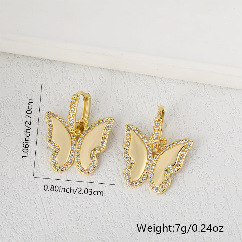 New Copper Plated Real Gold Butterfly Lightning Earrings