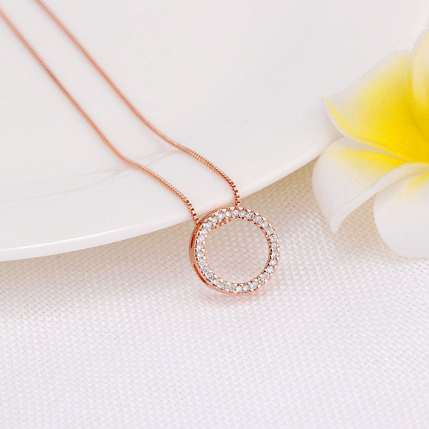 Round Zircon Pendant Couple Necklace Niche