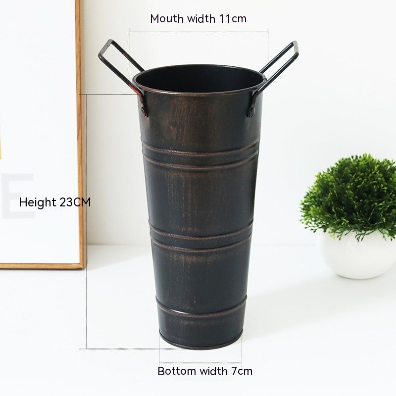 Iron Flower Bucket Retro Distressed Home Creative Living Room Decoration