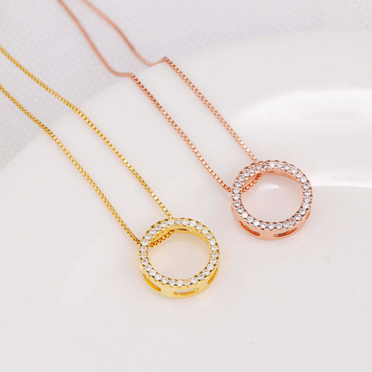 Round Zircon Pendant Couple Necklace Niche