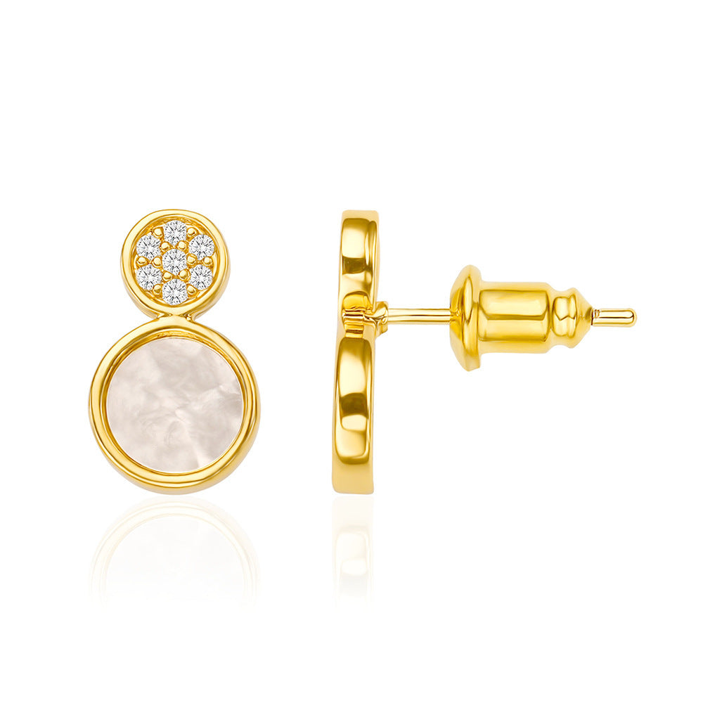 Micro Inlaid Zircon Stitching Sequined Shell Ear Studs